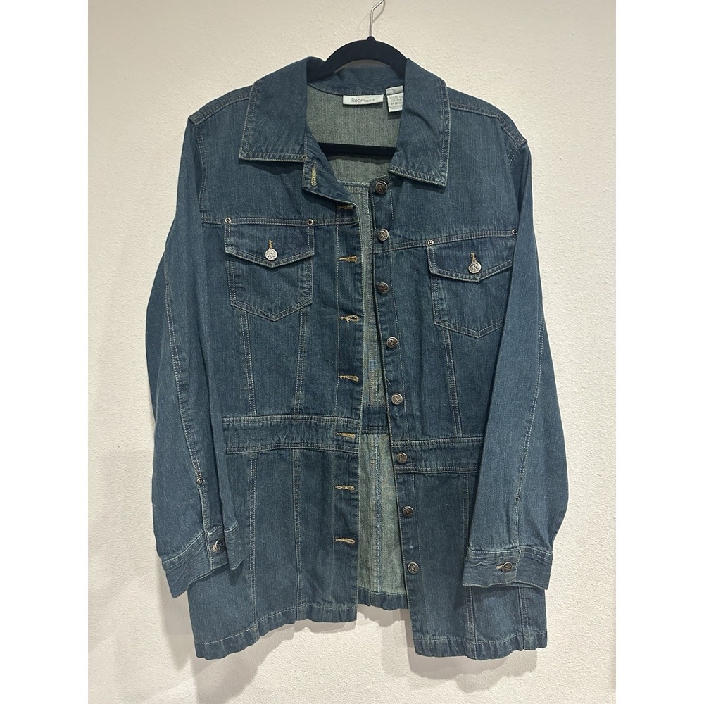 Romans Women's Denim Jacket 20W Blue Buttons Pockets Gently Pre-Owned Dark Wash
